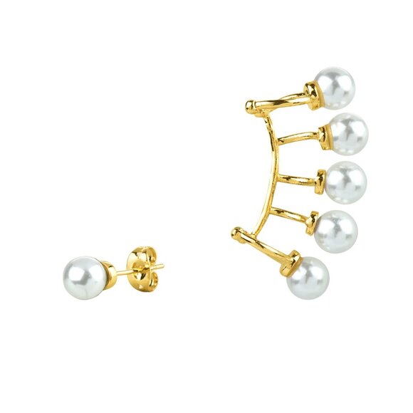 nOir Jewelry Pearl Earring and Ear Cuff Climber - Picture 1 of 4